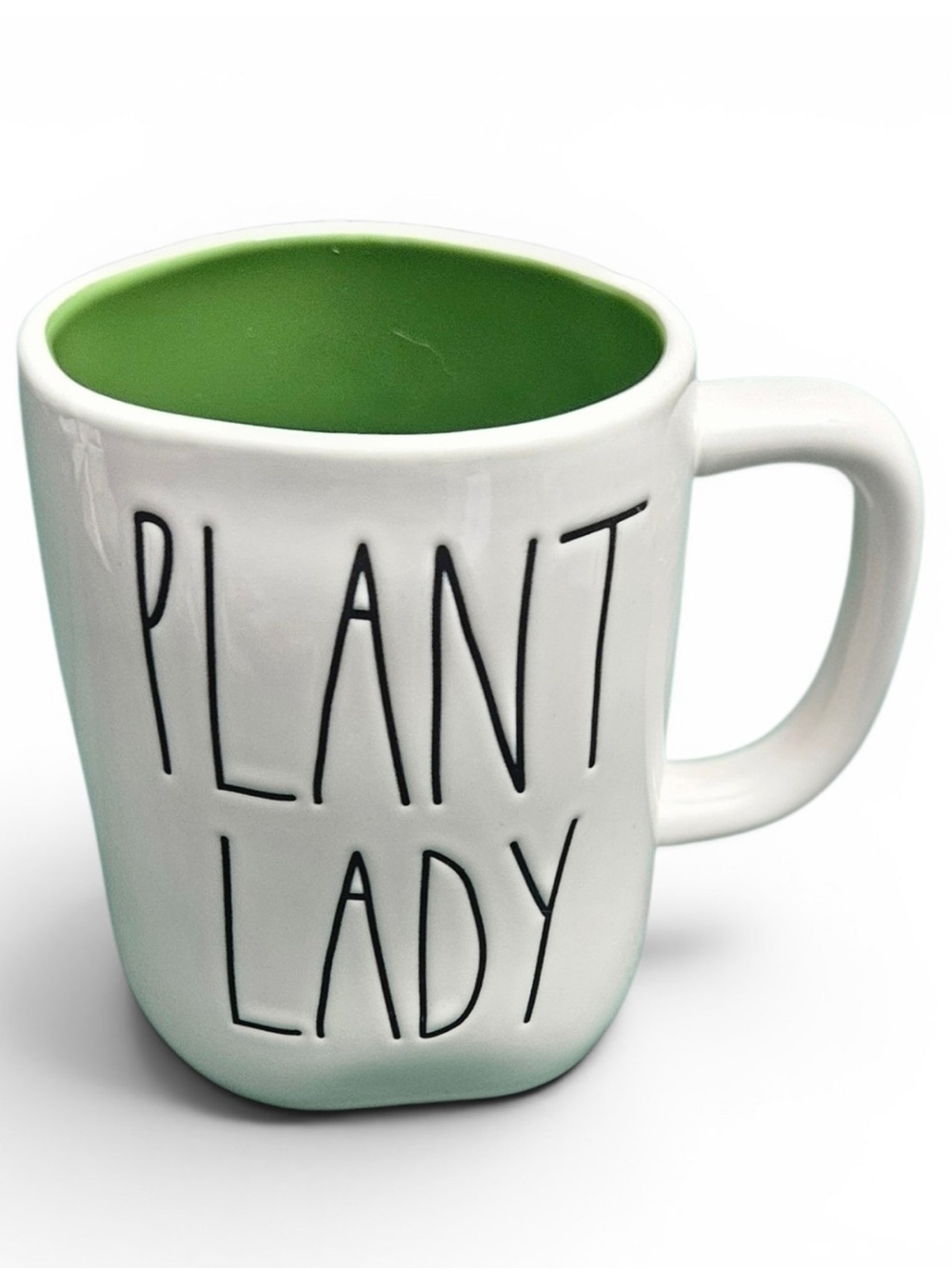 Rae Dunn Plant Lady White Ceramic Coffee Mug with Green Interior